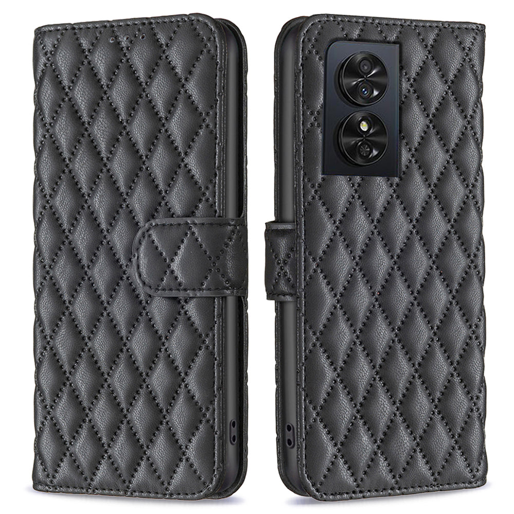 BINFEN COLOR BF Style-14 For TCL 50 SE Wallet Case Rhombus Grid PU Leather Phone Cover BINFEN COLOR BF Style-14 For TCL 50 SE Wallet Case Rhombus Grid PU Leather Phone Cover
